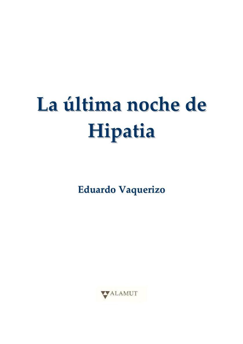 Portada de La última noche de Hipatia